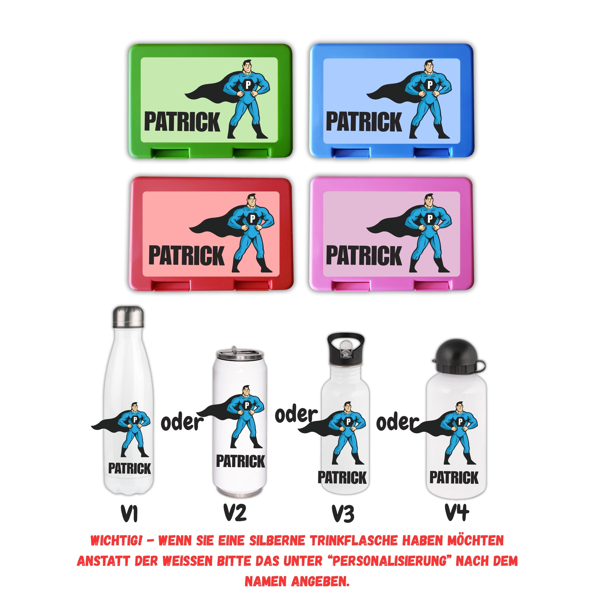 Brotzeitbox mit Trinkflasche | Personalisiert mit Namen & Motiv