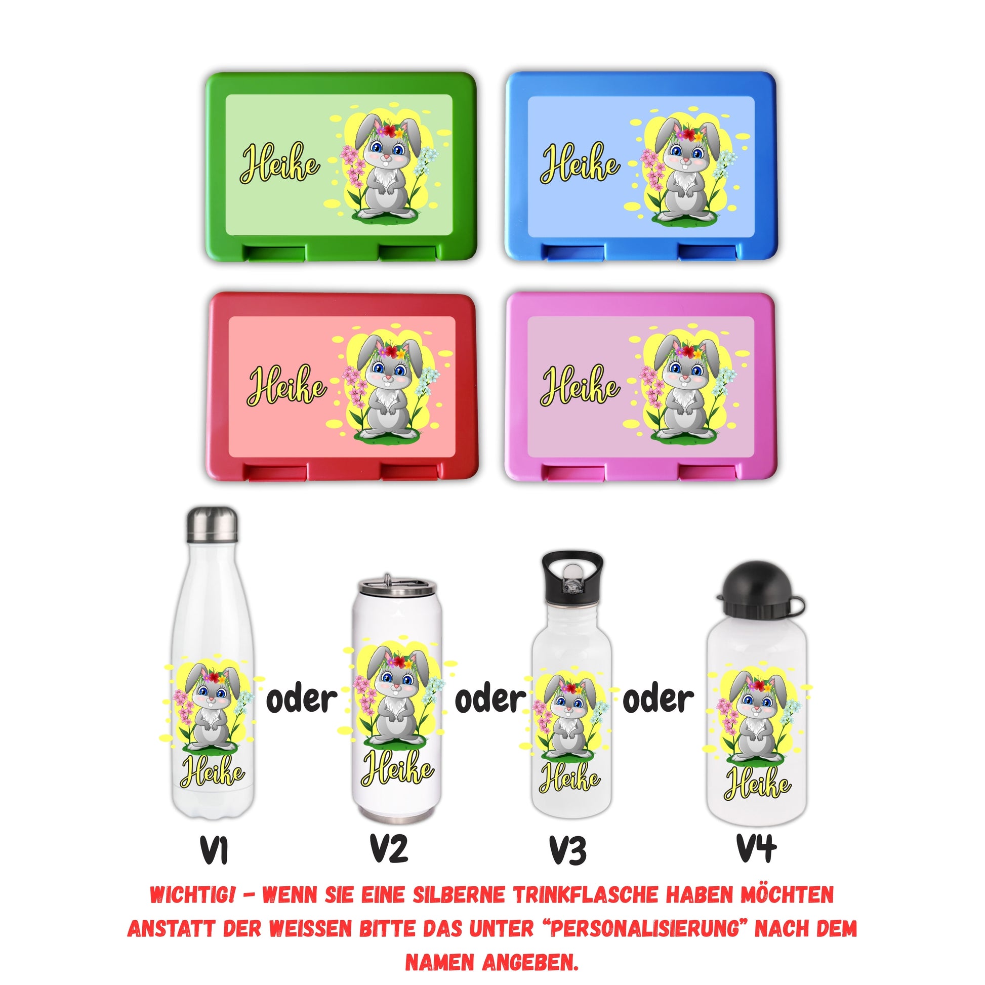 Brotzeitbox mit Trinkflasche | Personalisierbar Namen & Motiv Einschulung