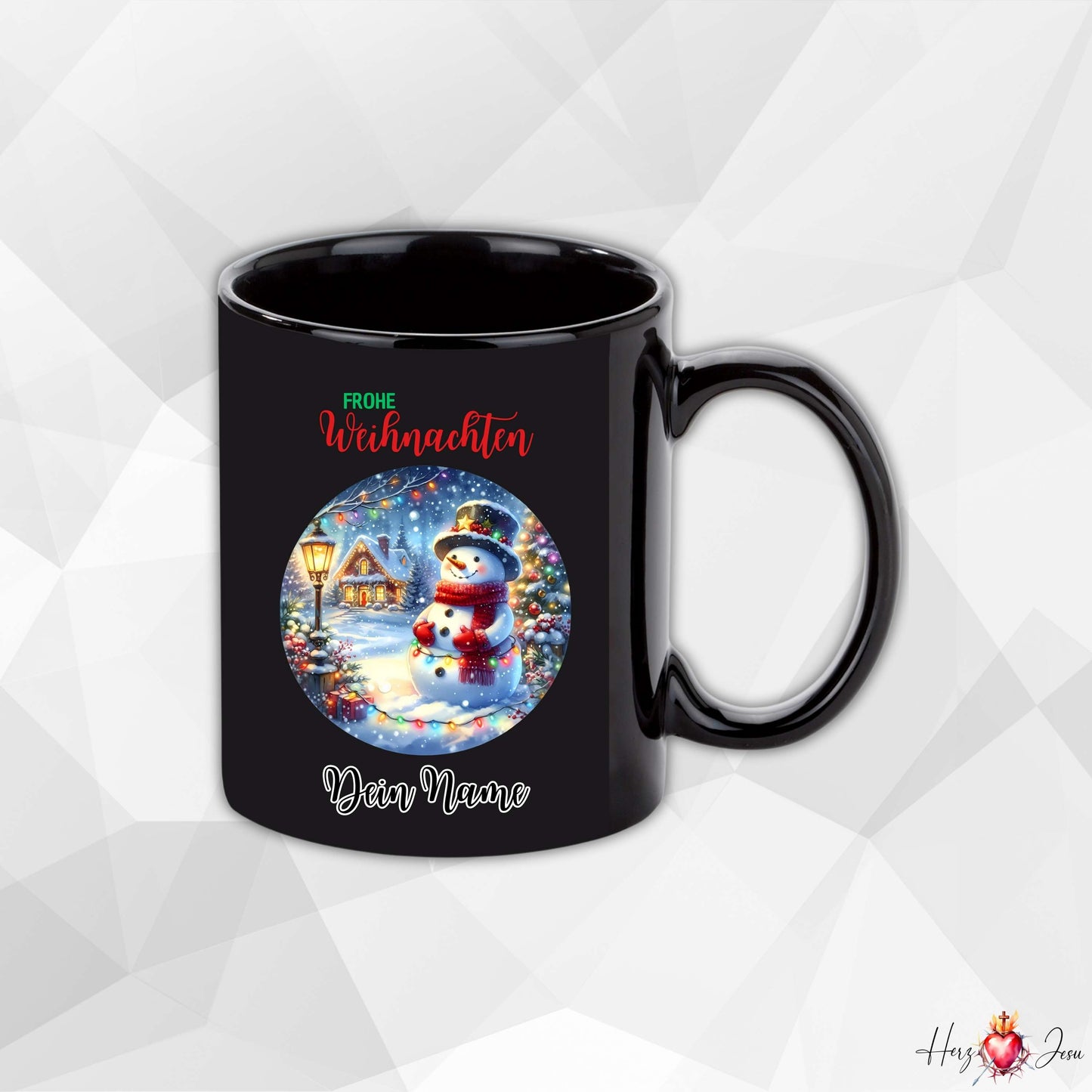 Personalisierte schwarze Keramik Weihnachtstasse mit deinem Namen Weihnachtsgeschenk_0093T