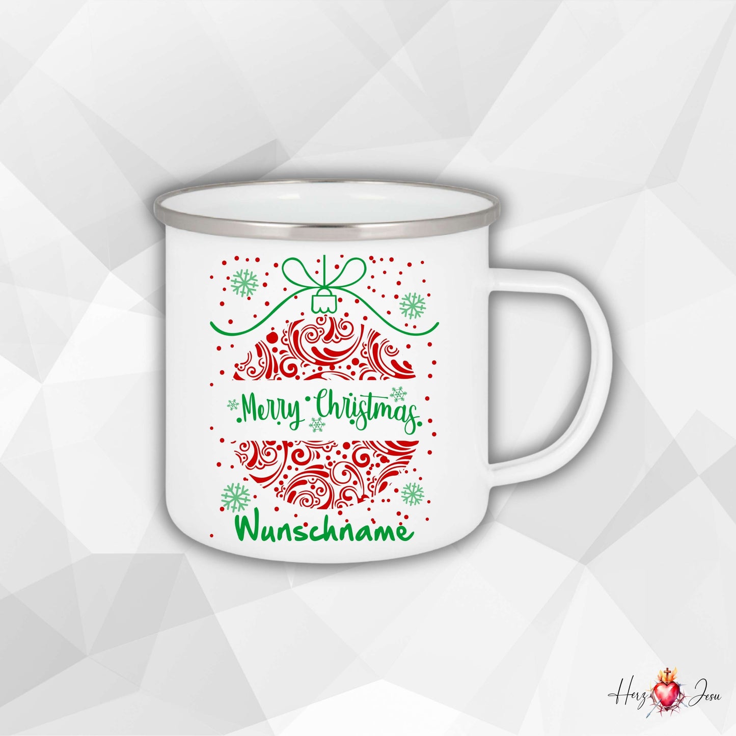 Personalisierte Emaille Tasse mit Namen Kaffeetasse Geschenkidee Geburtstag Weihnachtstasse_001H