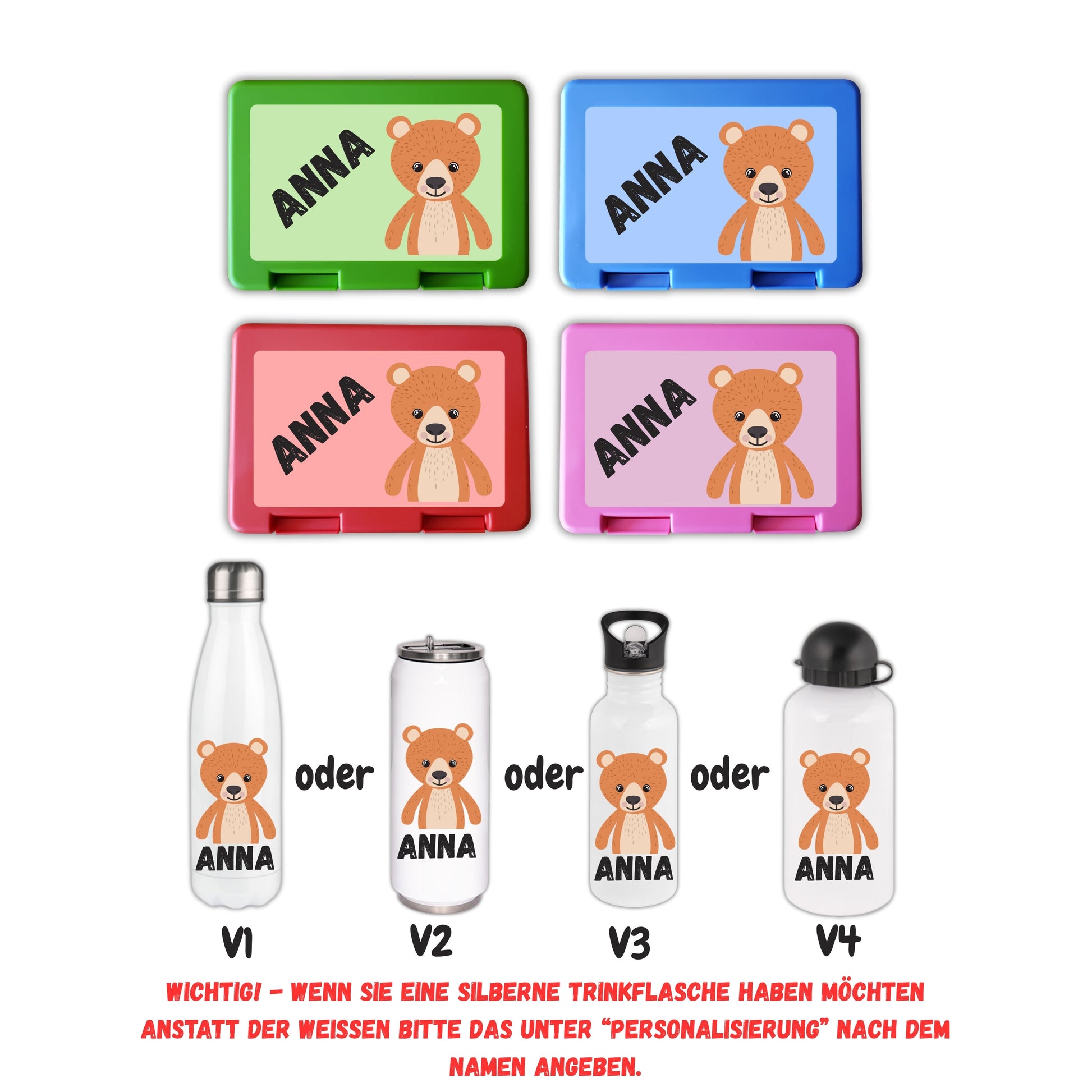 Brotzeitbox mit Trinkflasche | Personalisierbar mit Namen