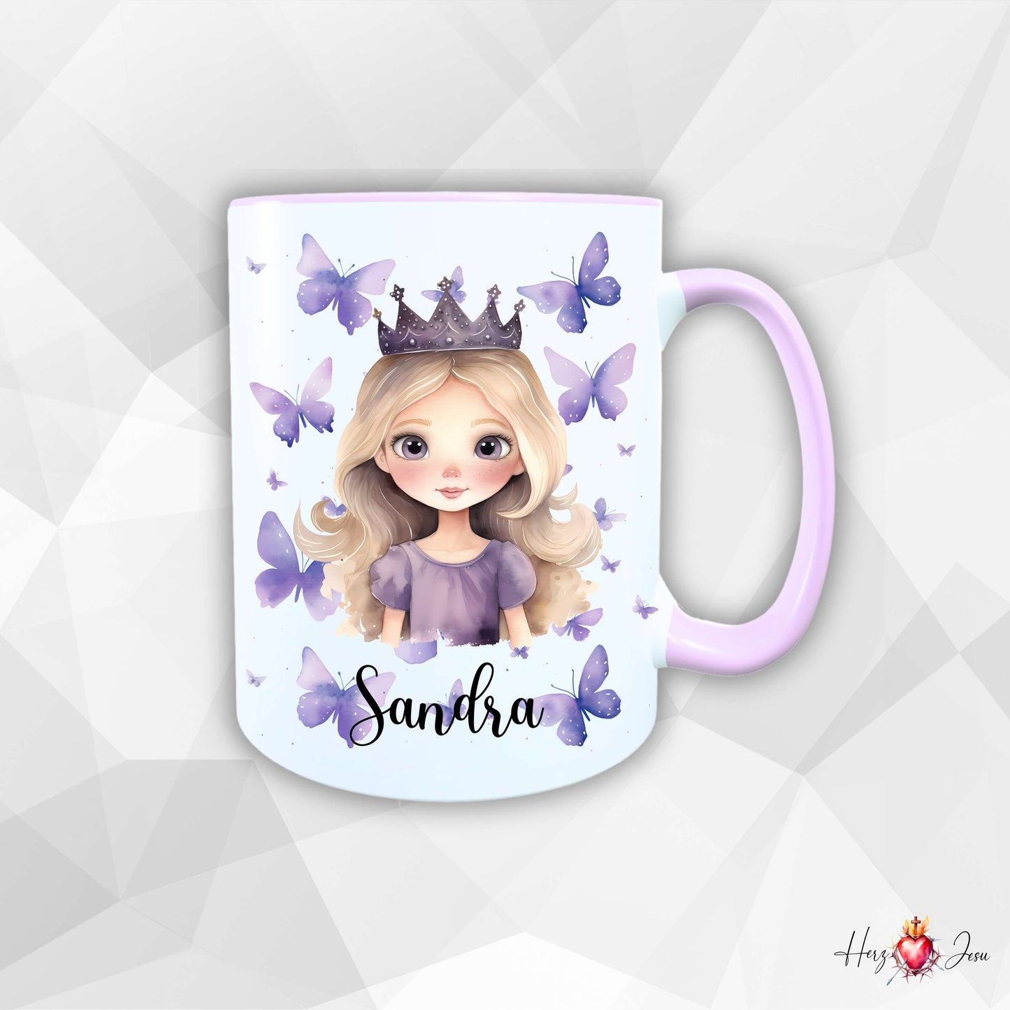 Personalisierte Keramik Tasse mit Namen – Prinzessin Motiv | Geschenkidee für Kinder & Schulanfänger_0091T
