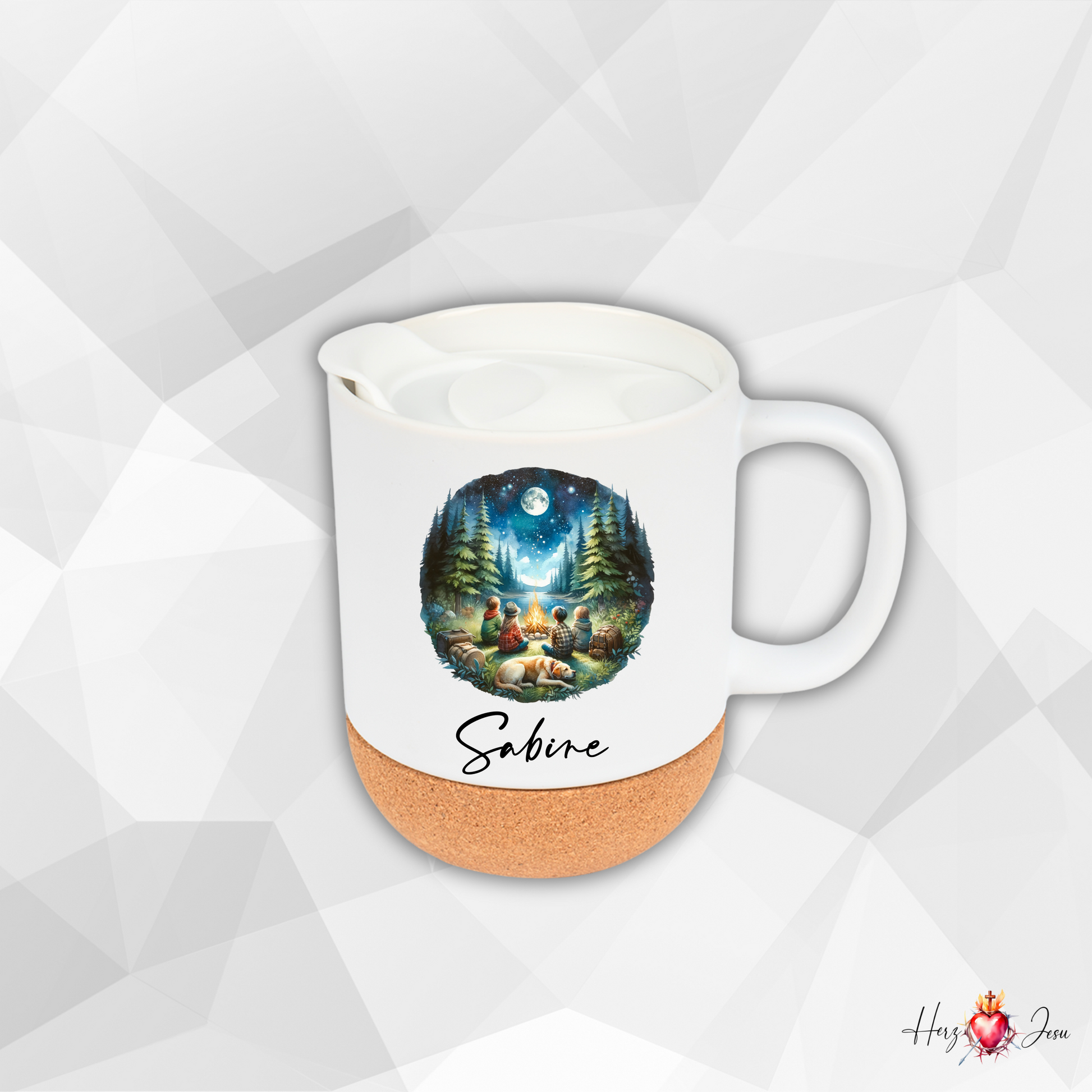 Personalisierte Keramik Tasse mit Namen | Camping Geschenkidee