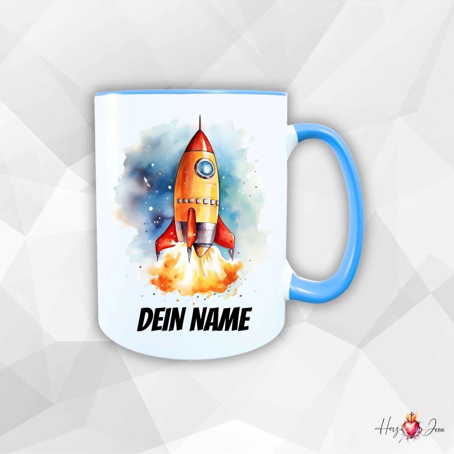 Personalisierte Keramik Tasse mit Namen – Raketen Motiv | Geschenkidee für Kinder & Schulanfänger_0060T