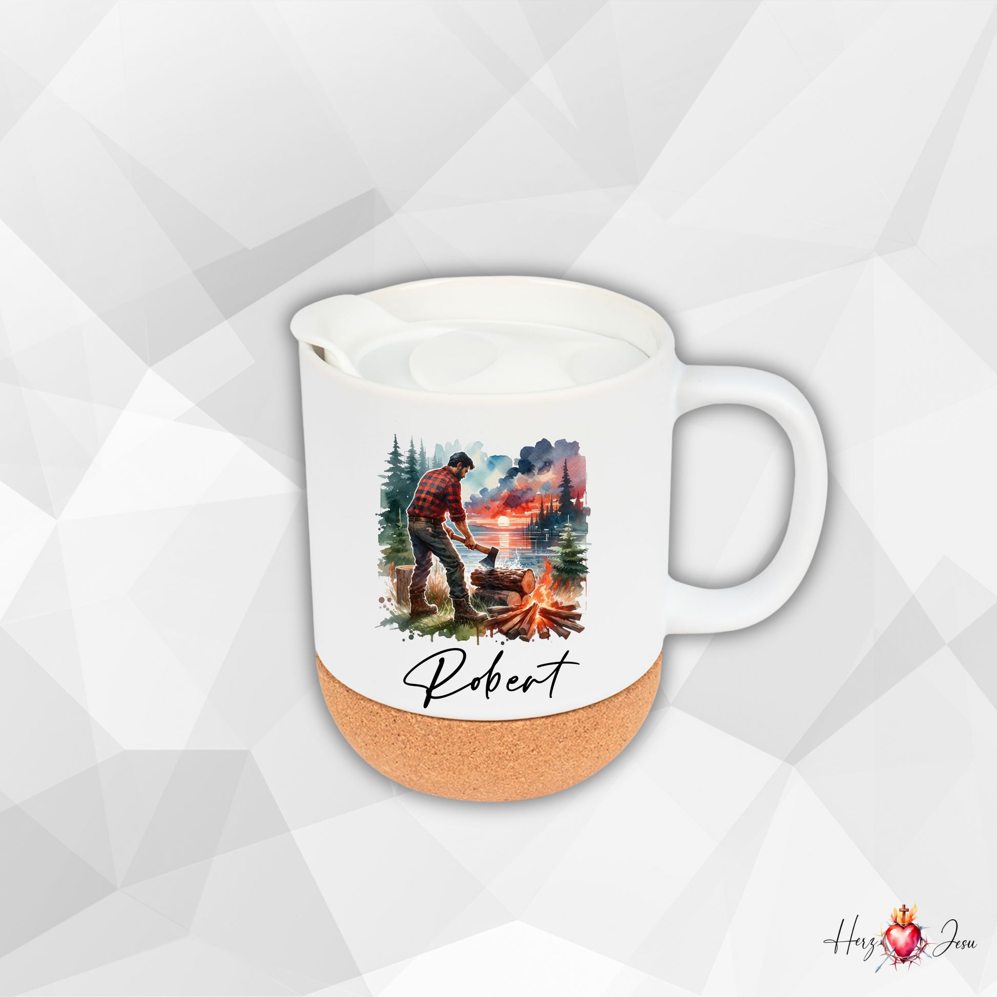 Personalisierte Keramik Tasse mit Namen | Camping Geschenkidee