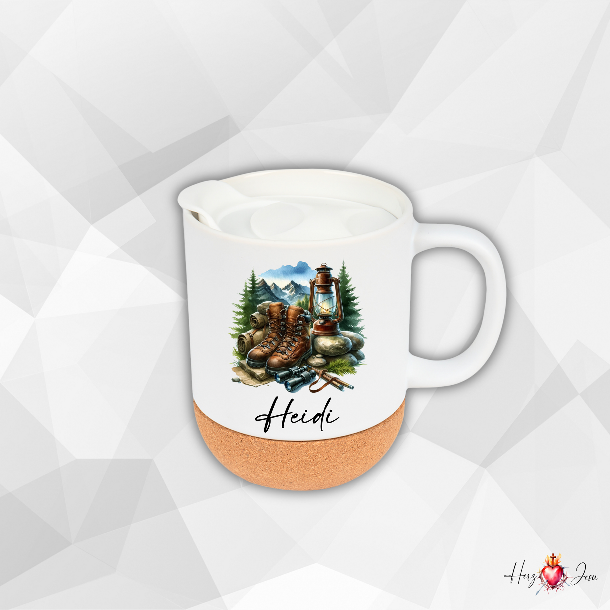 Personalisierte Keramik Tasse mit Namen | Camping Geschenkidee