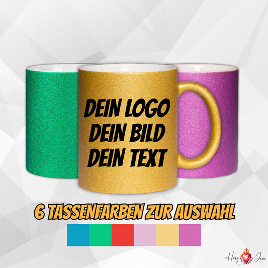 Personalisierte Fototasse Logo Werbeartikel Glitzertasse bedrucken Fotogeschenke_0083T