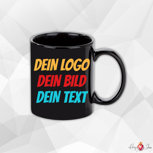Personalisierte Fototasse Logo Werbeartikel schwarze Tasse bedrucken Fotogeschenke Weihnachtstasse_0084T