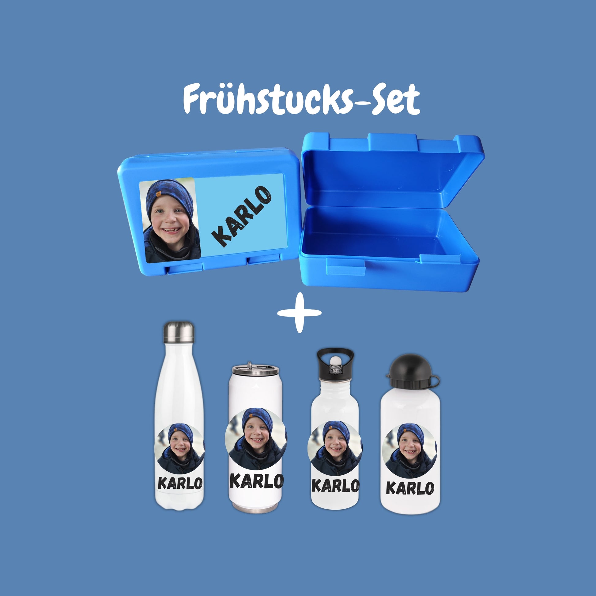 Brotzeitbox mit Trinkflasche | Personalisierbar mit Namen/Bild