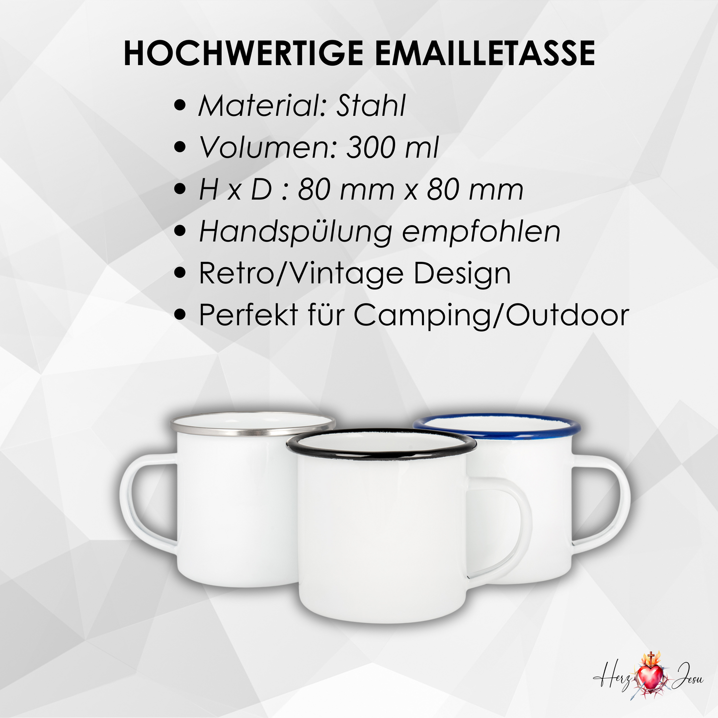 Personalisierte Emaille Tasse mit Namen Edelstahl Tasse_015H
