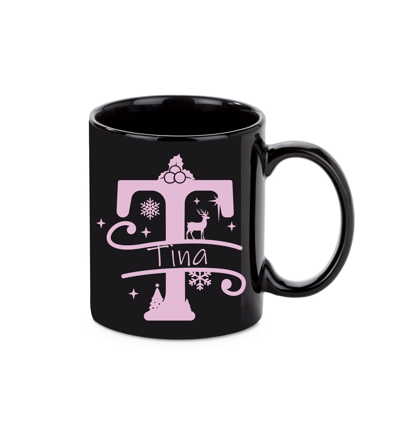 Personalisierte Keramik Weihnachtstasse mit deinem Namen Schwarz_0057T
