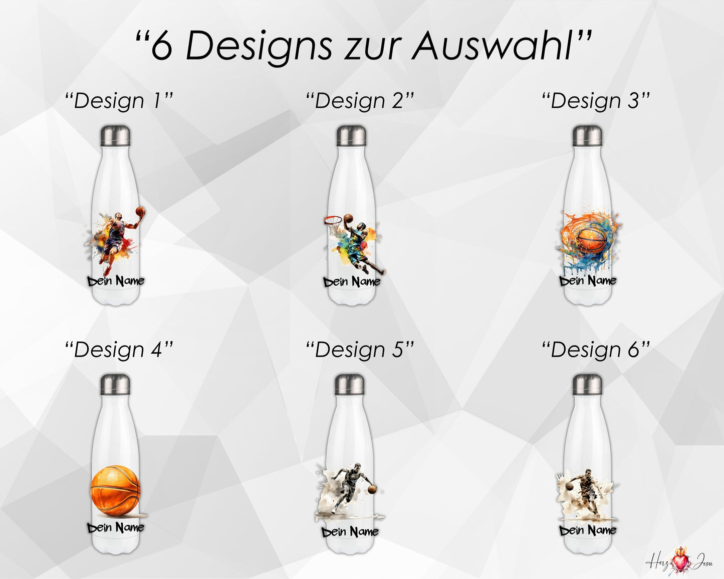 Personalisierte Trinkflasche mit Namen | Thermobecher Basketball Geburtstag