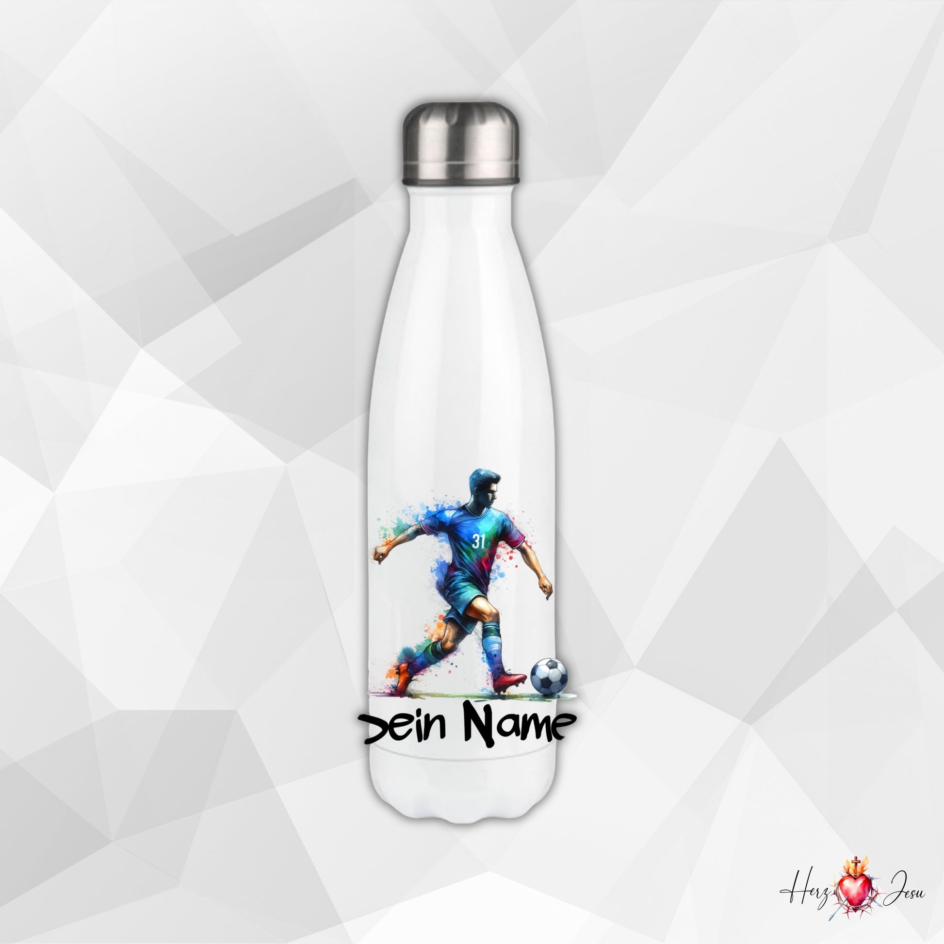 Personalisierte Trinkflasche mit Namen | Thermobecher Fußball Geburtstag