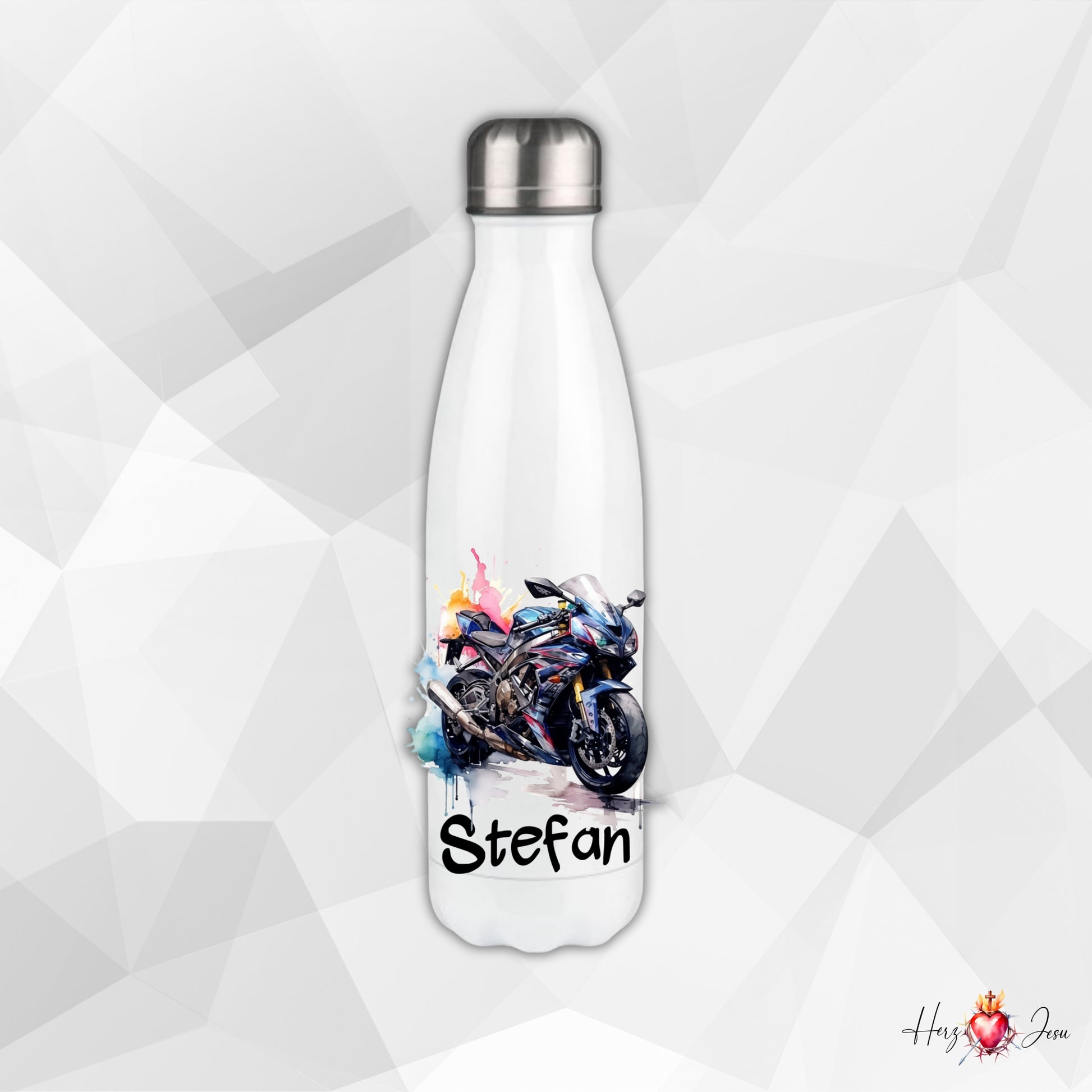 Trinkflasche mit Namen | Thermobecher Motorrad Geburtstag