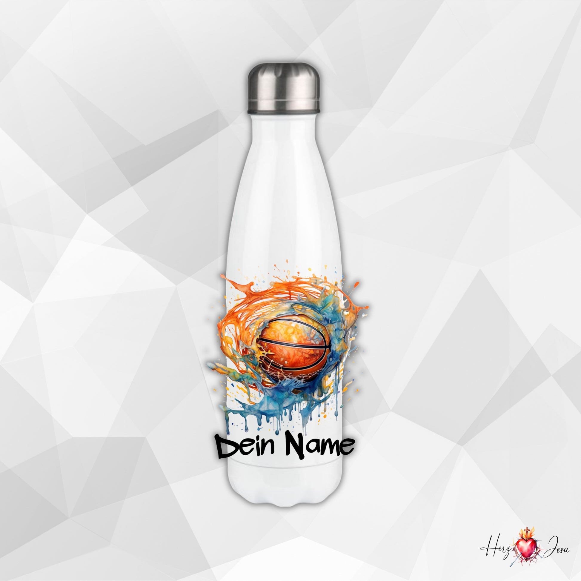 Personalisierte Trinkflasche mit Namen | Thermobecher Basketball Geburtstag