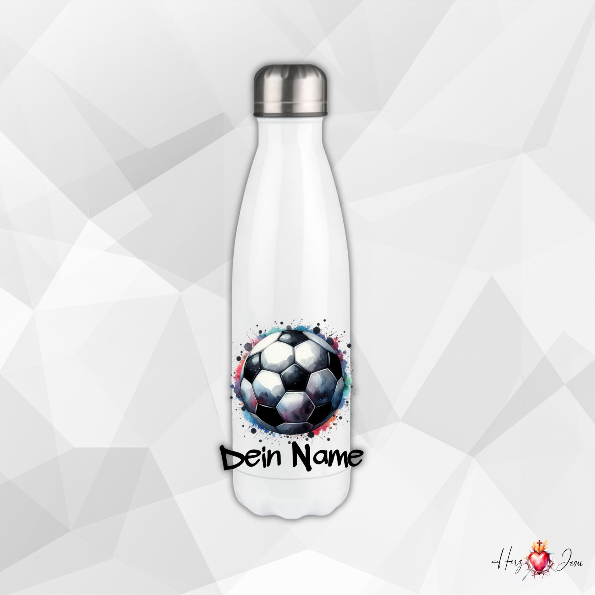Personalisierte Trinkflasche mit Namen | Thermobecher Fußball Geburtstag