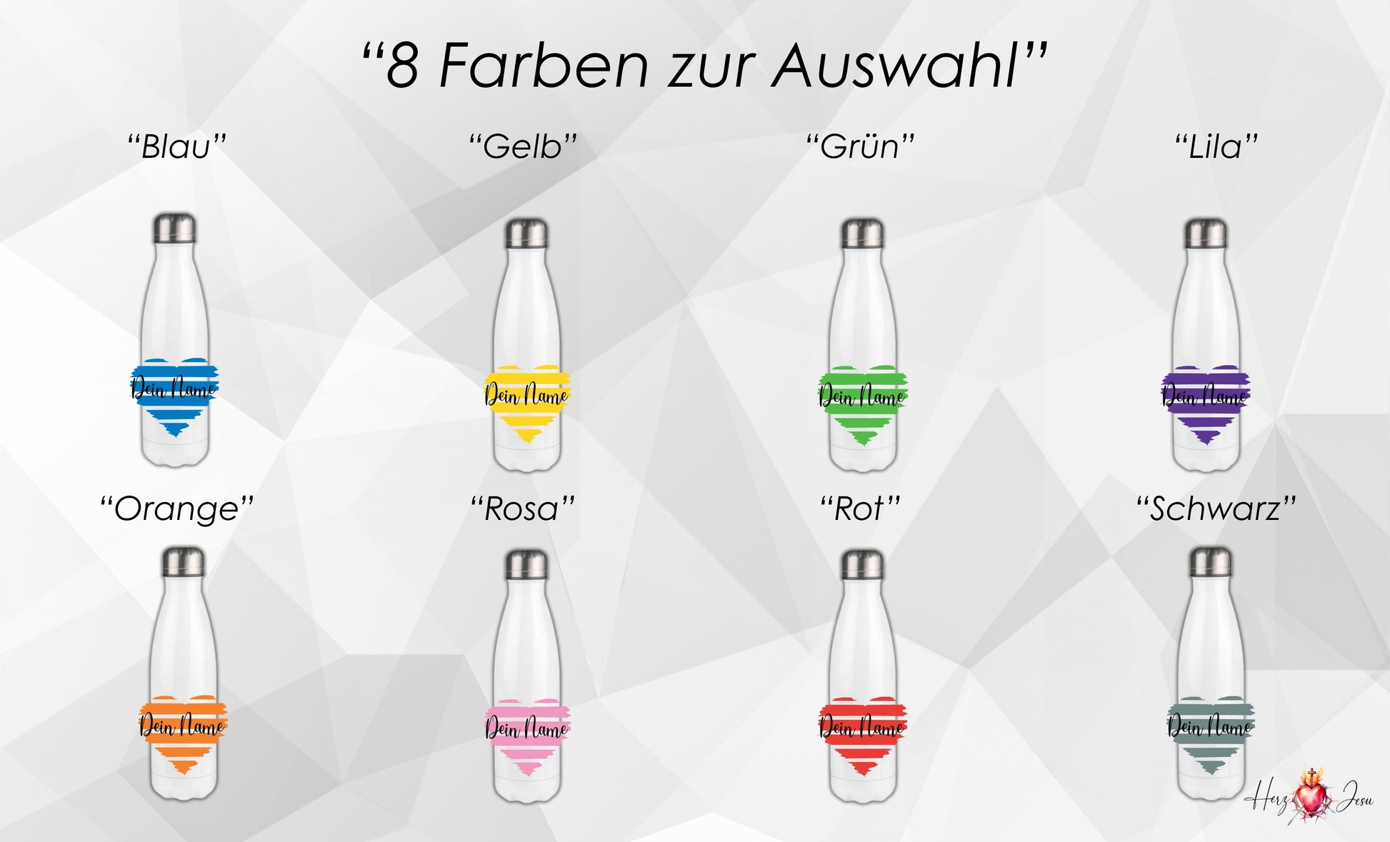 Trinkflasche mit Namen | Thermobecher Herz Geburtstag