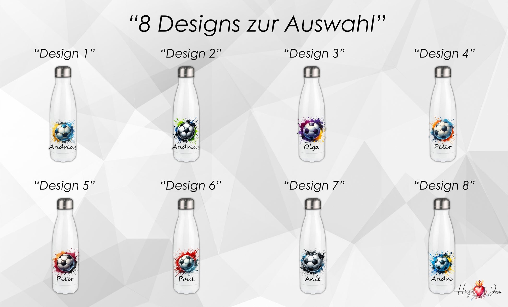 Trinkflasche mit Namen | Thermobecher Fußball