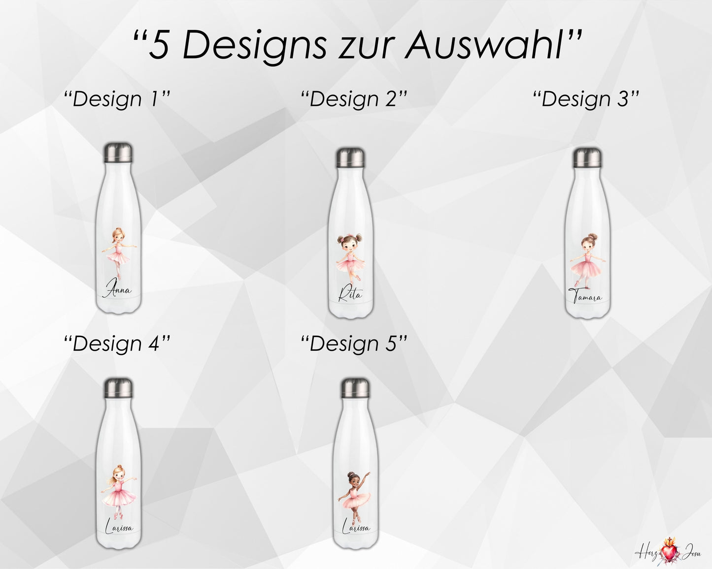 Personalisierte Trinkflasche mit Namen Thermobecher Geburtstag Ballerina_0031E