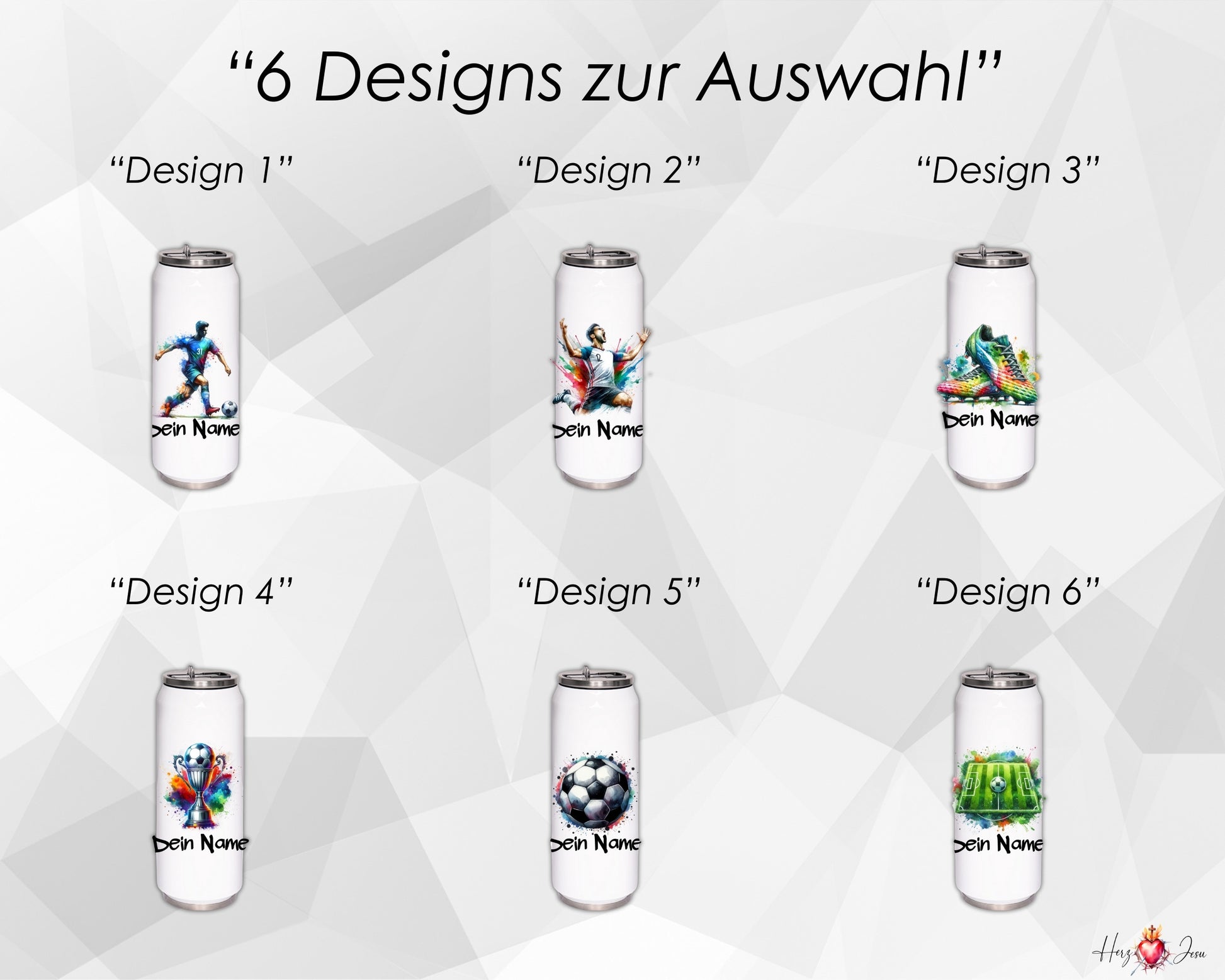 Personalisierte Trinkflasche mit Namen | Thermobecher Fußball Geburtstag