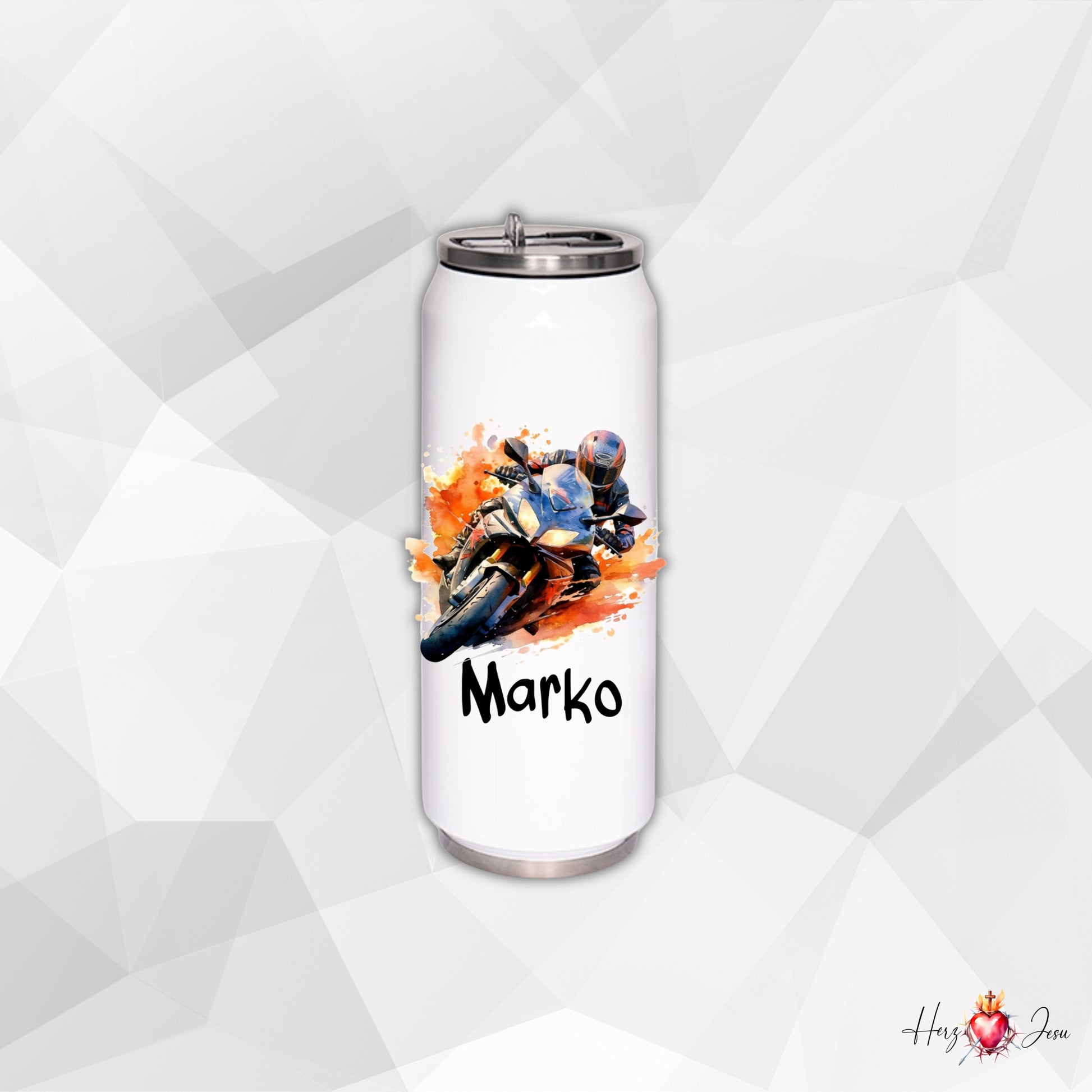 Trinkflasche mit Namen | Thermobecher Motorrad Geburtstag