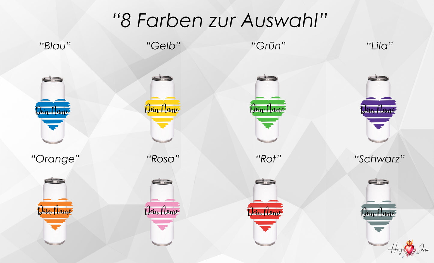 Trinkflasche mit Namen | Thermobecher Herz Geburtstag