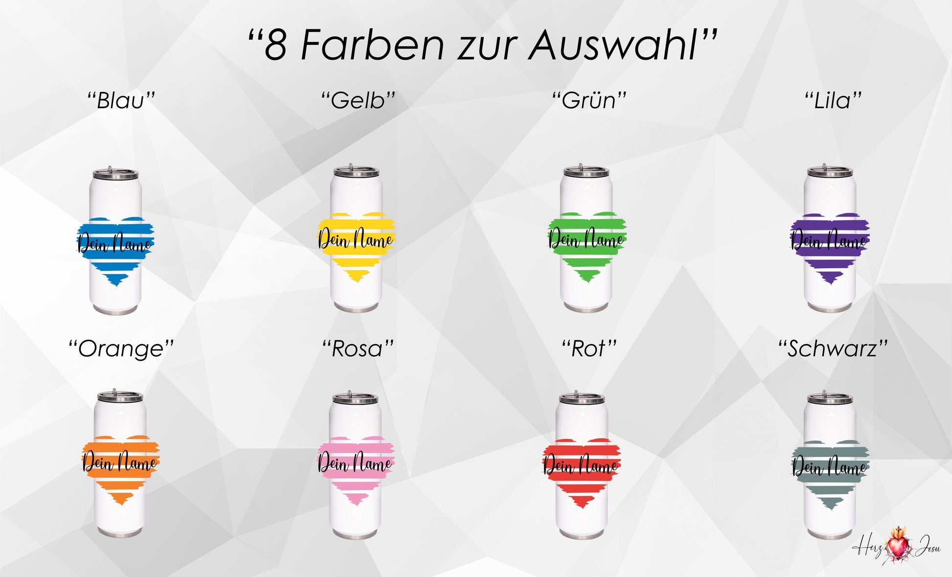 Trinkflasche mit Namen | Thermobecher Herz Geburtstag