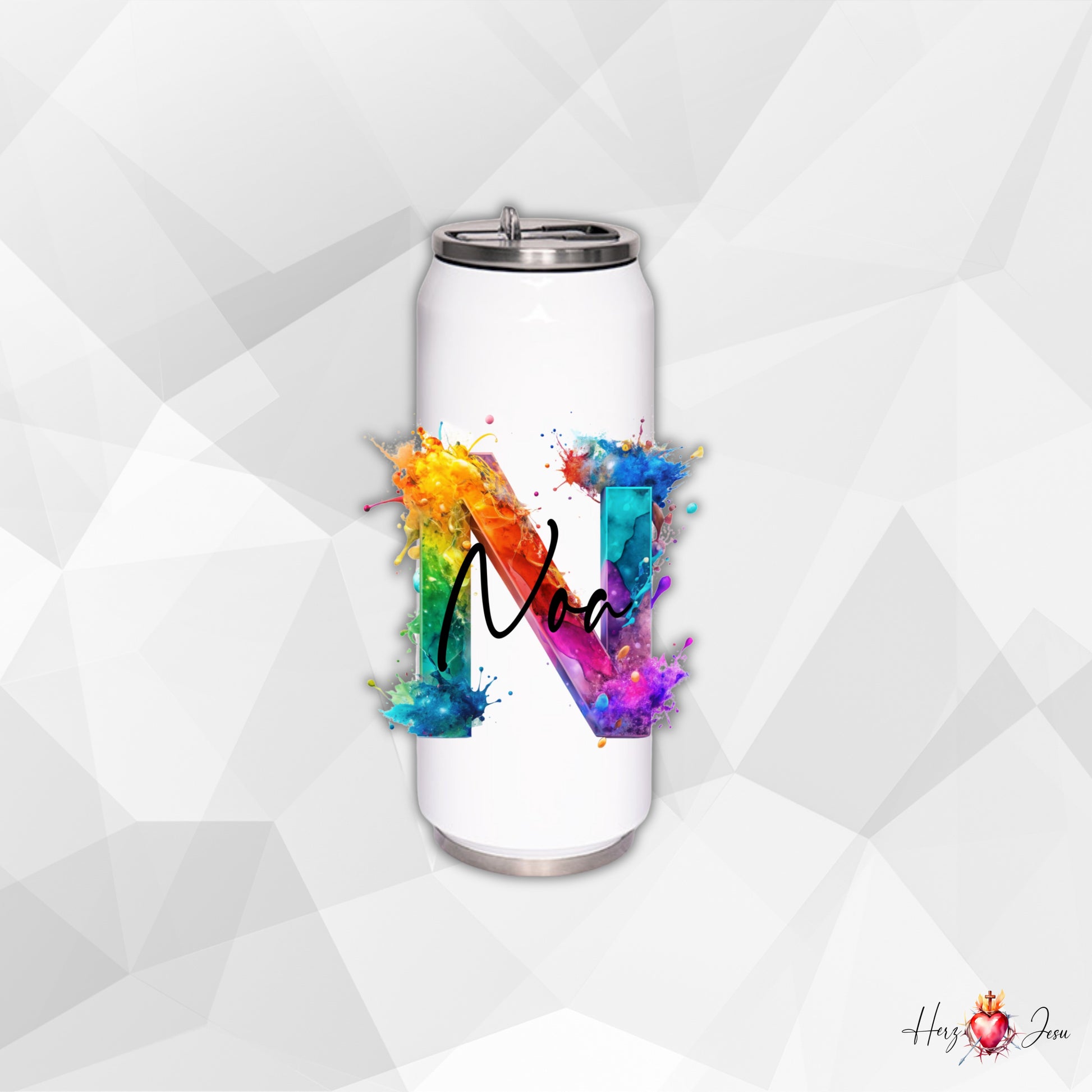 Personalisierte Trinkflasche mit Namen | Thermobecher Regenbogen Geburtstag