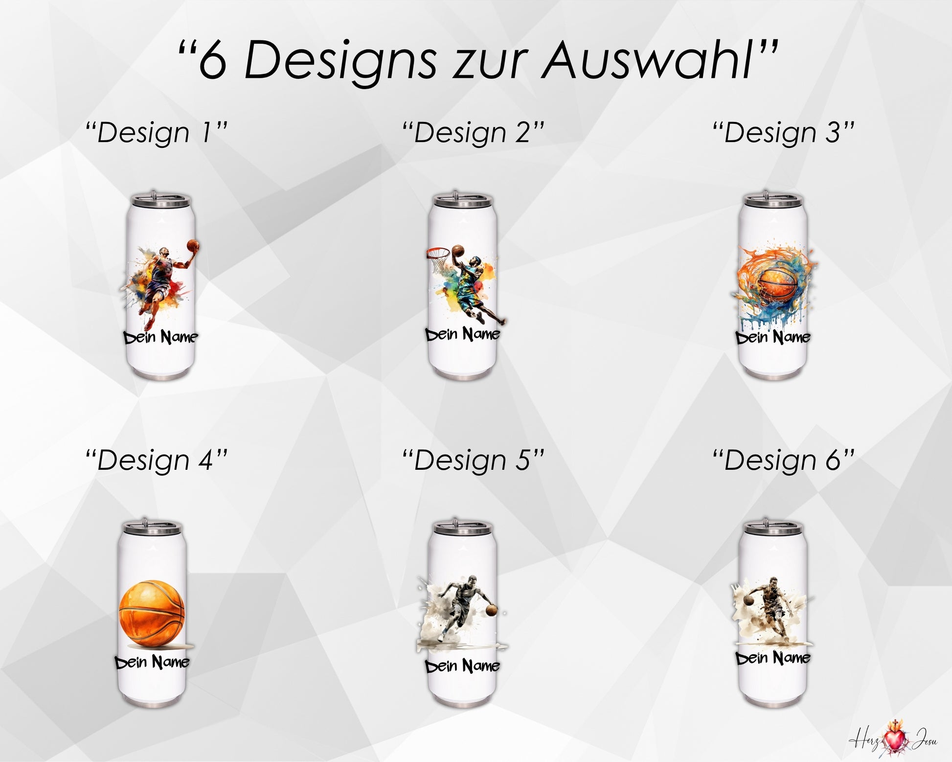 Personalisierte Trinkflasche mit Namen | Thermobecher Basketball Geburtstag