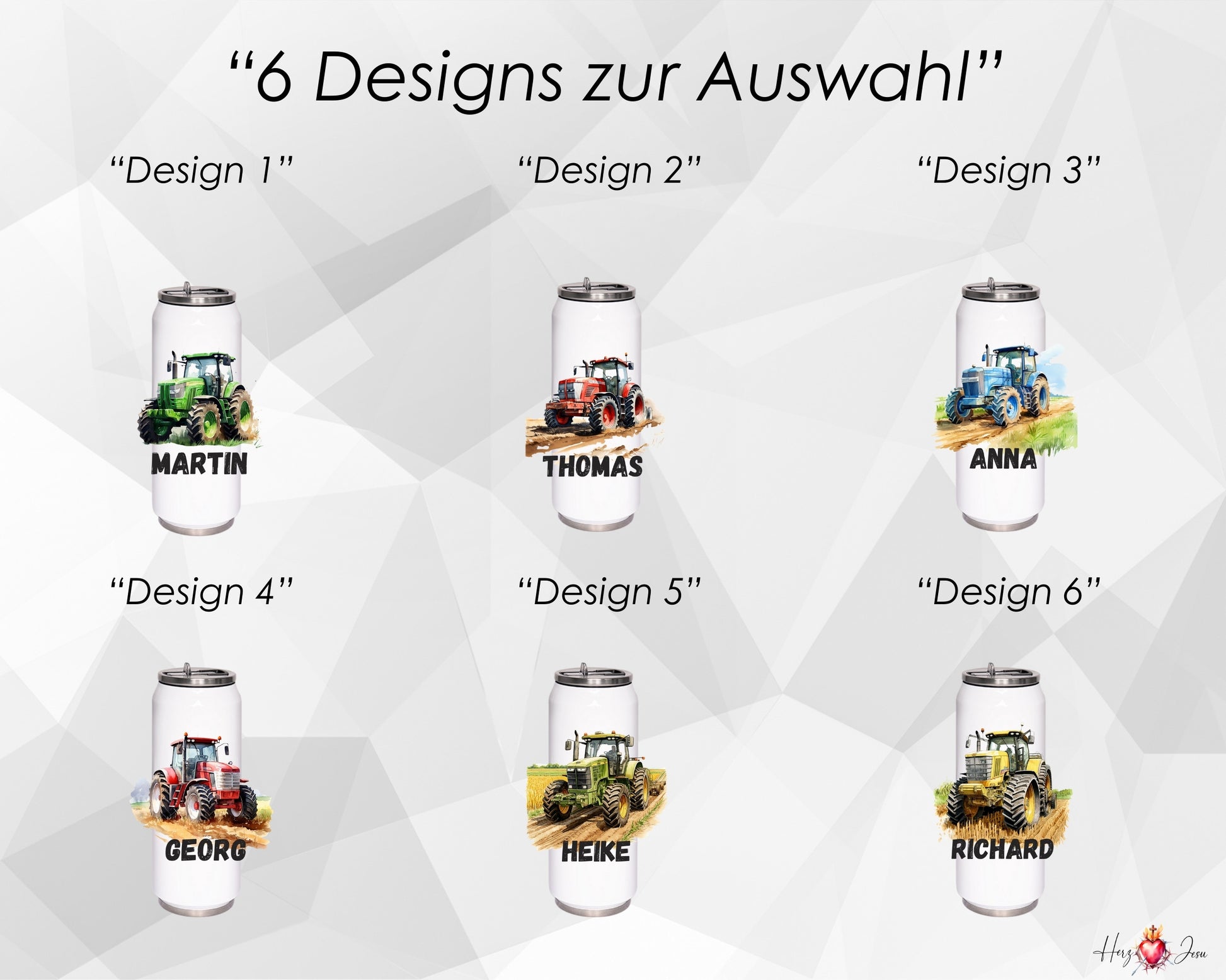 Traktor Trinkflasche & Thermobecher | Geschenkidee Kinder