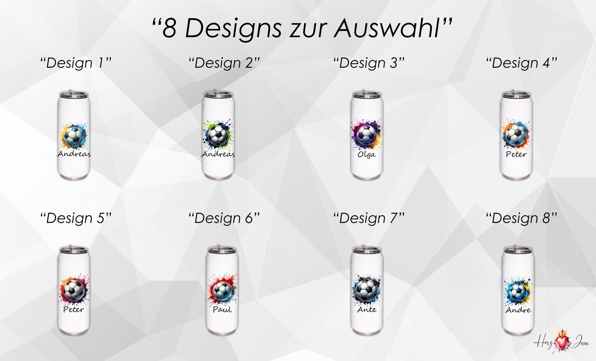 Trinkflasche mit Namen | Thermobecher Fußball