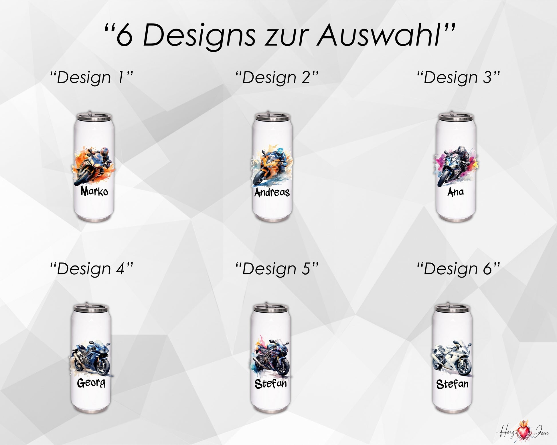 Trinkflasche mit Namen | Thermobecher Motorrad Geburtstag