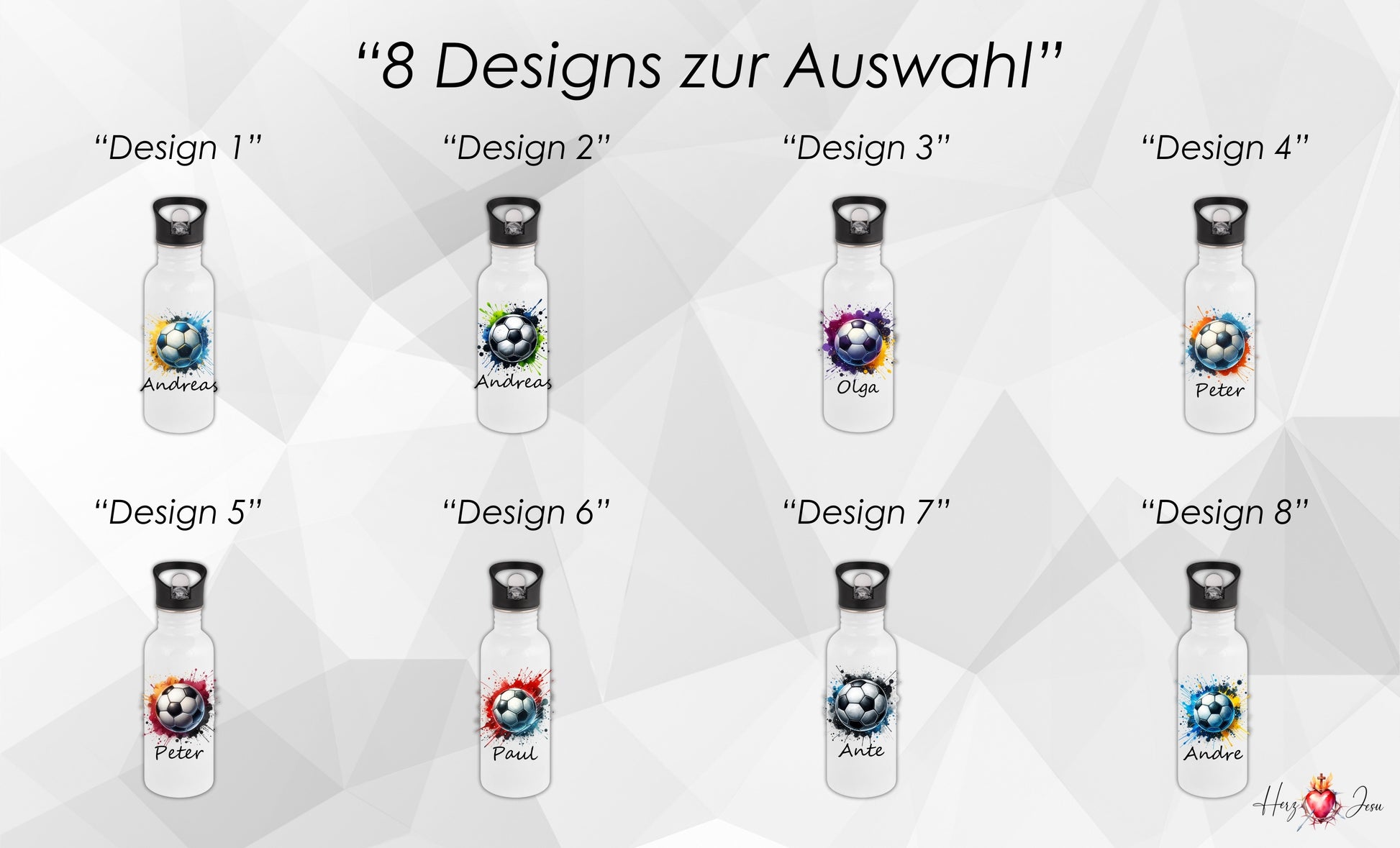 Trinkflasche mit Namen | Thermobecher Fußball