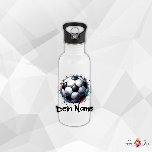 Personalisierte Trinkflasche mit Namen | Thermobecher Fußball Geburtstag