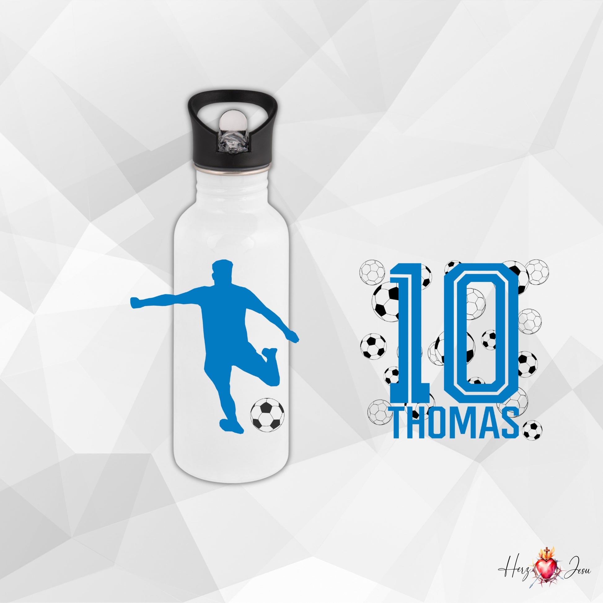 Trinkflasche mit Namen | Thermobecher Fußball Geburtstag