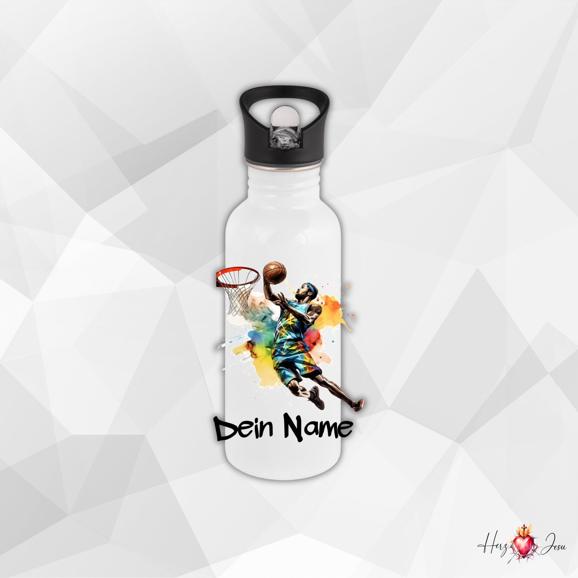 Personalisierte Trinkflasche mit Namen | Thermobecher Basketball Geburtstag