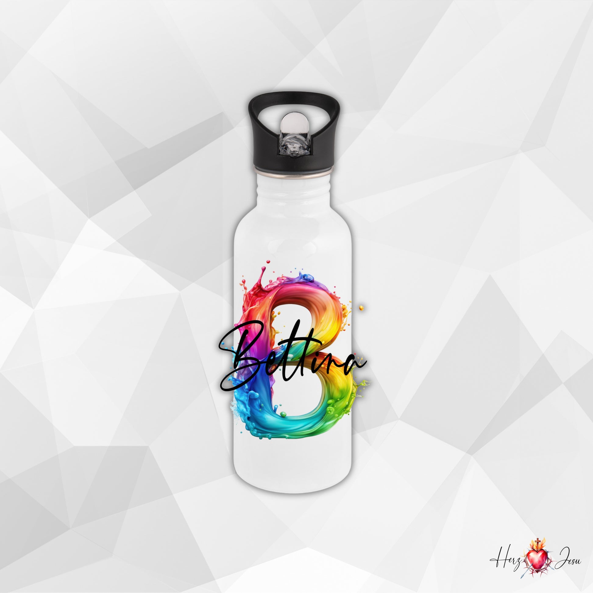 Personalisierte Trinkflasche mit Namen | Thermobecher Regenbogen Geburtstag