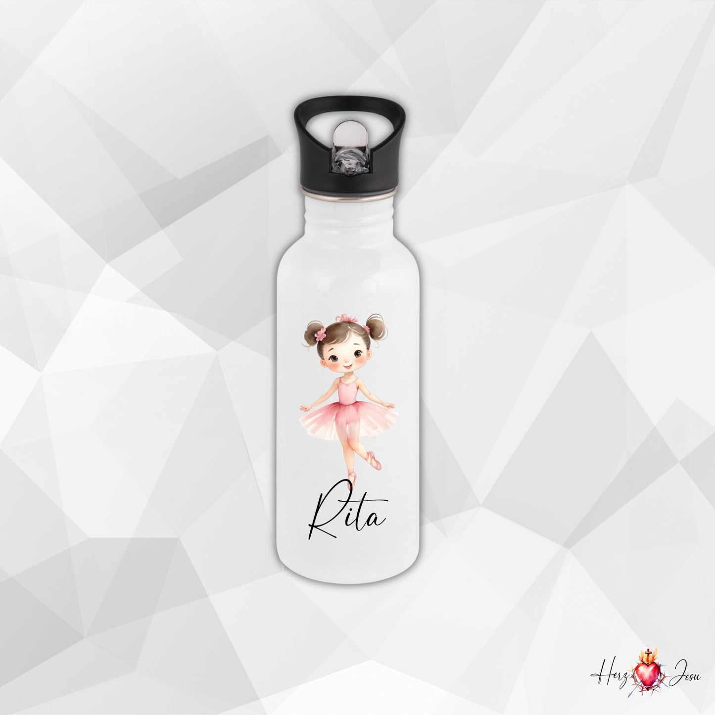 Personalisierte Trinkflasche mit Namen Thermobecher Geburtstag Ballerina_0031E