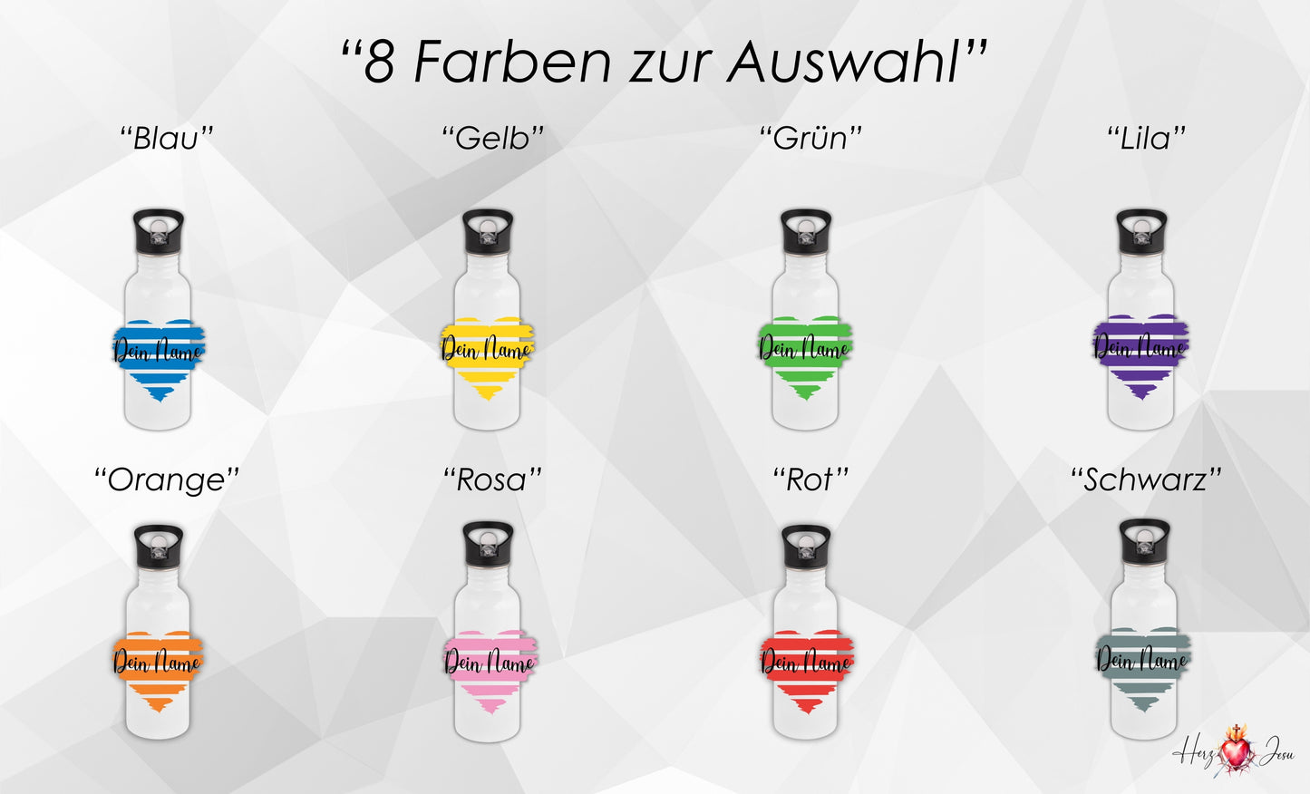 Trinkflasche mit Namen | Thermobecher Herz Geburtstag