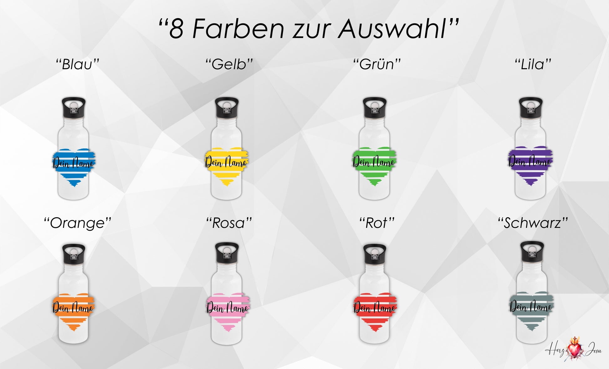 Trinkflasche mit Namen | Thermobecher Herz Geburtstag