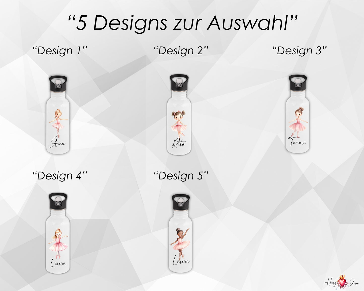 Personalisierte Trinkflasche mit Namen Thermobecher Geburtstag Ballerina_0031E
