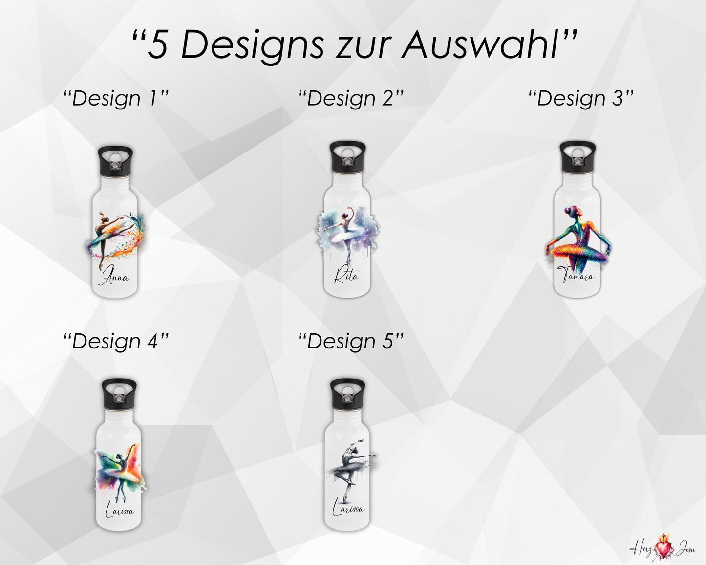 Personalisierte Trinkflasche mit Namen Thermobecher Geburtstag Ballerina_0032E