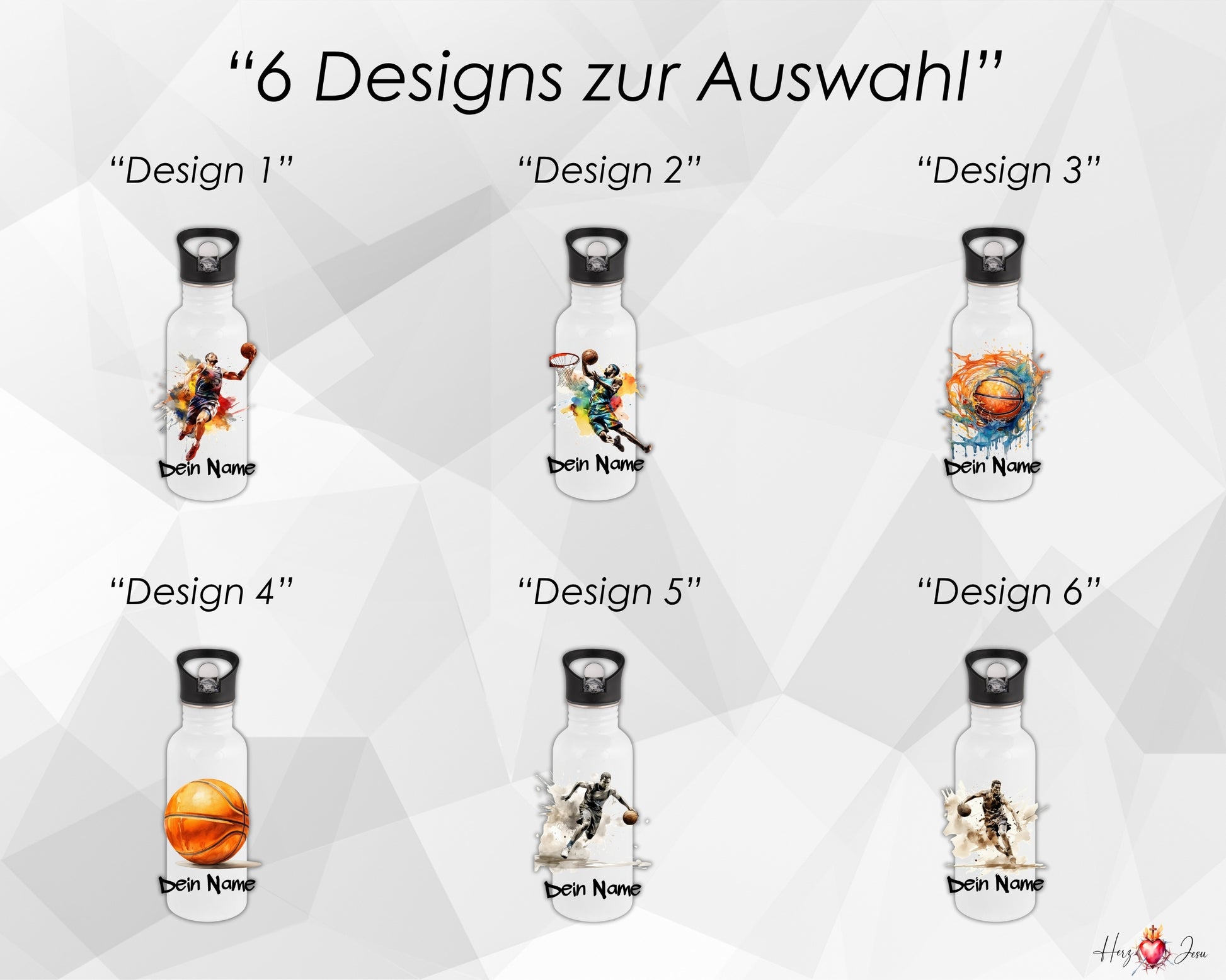Personalisierte Trinkflasche mit Namen | Thermobecher Basketball Geburtstag