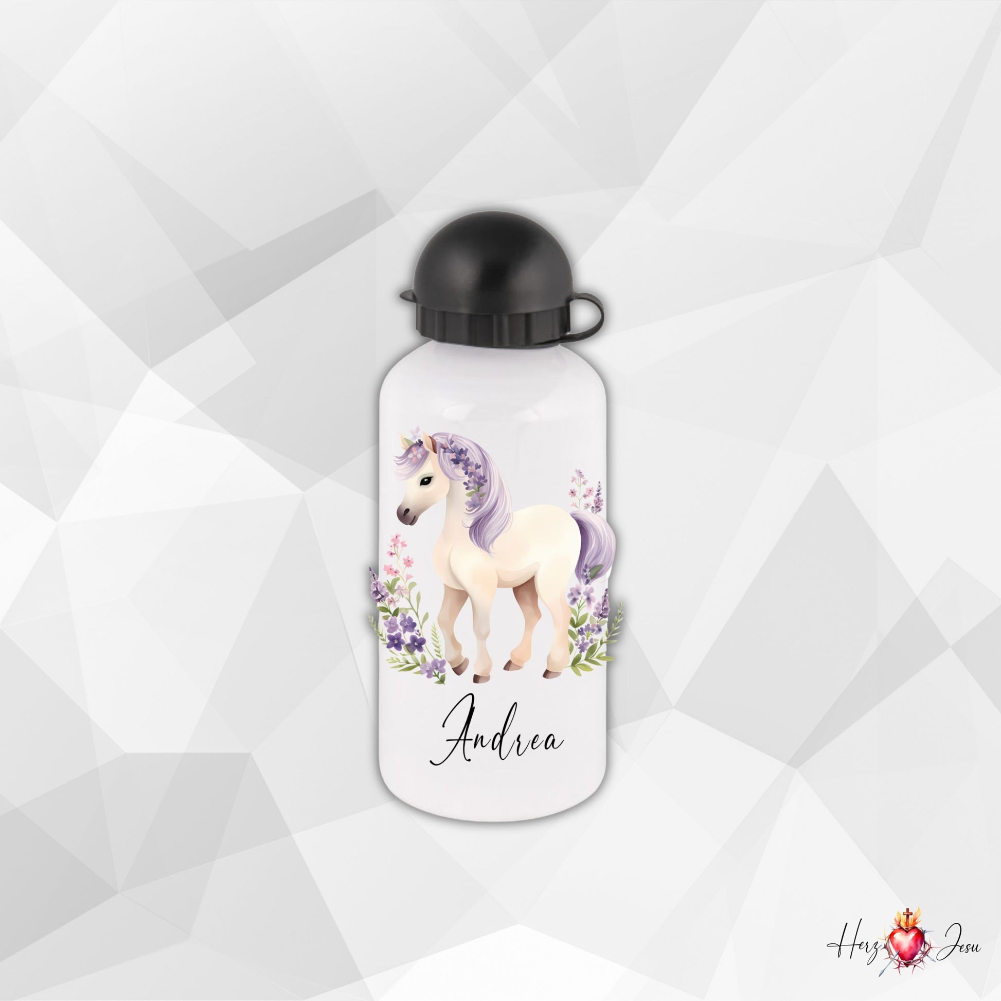 Personalisierte Trinkflasche mit Namen | Thermobecher Pferde Geburtstag