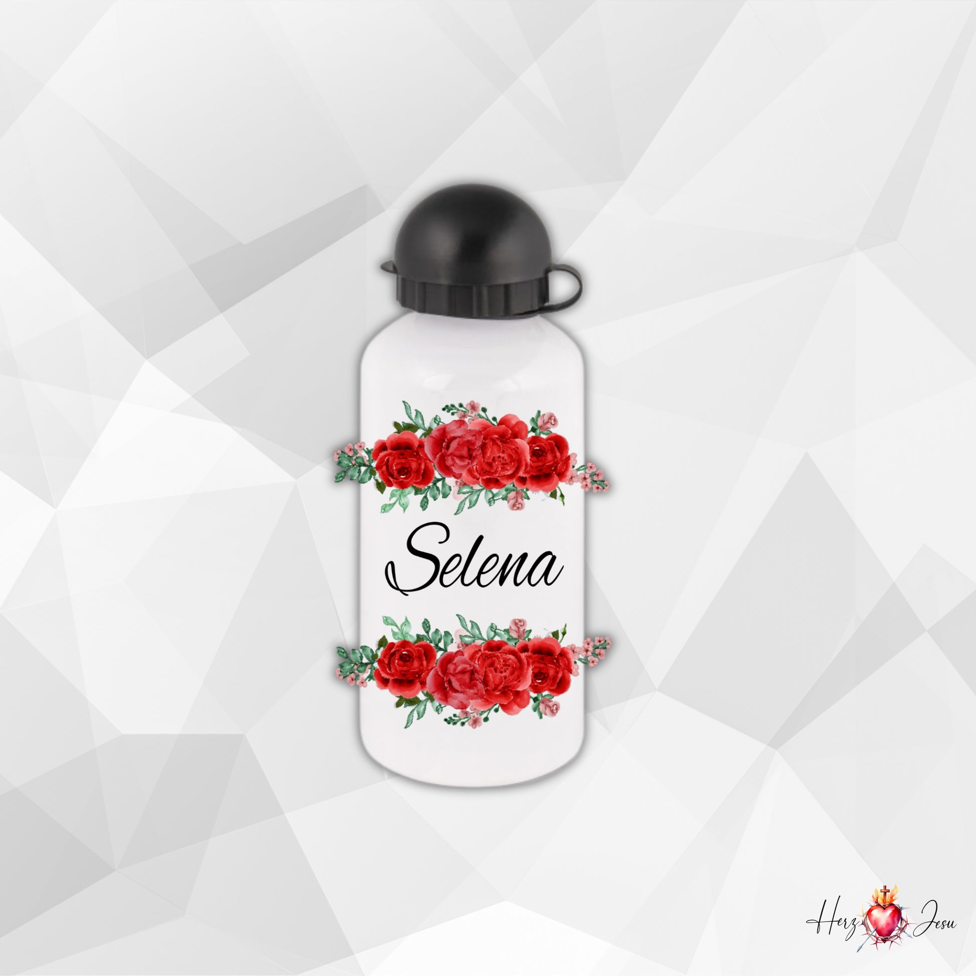 Trinkflasche mit Namen | Thermobecher Blumen Geburtstag