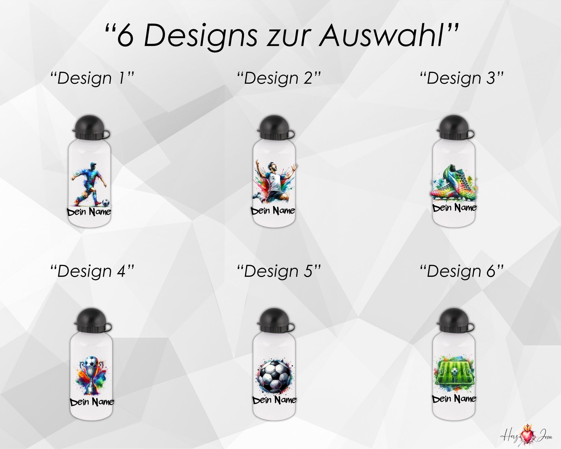 Personalisierte Trinkflasche mit Namen | Thermobecher Fußball Geburtstag