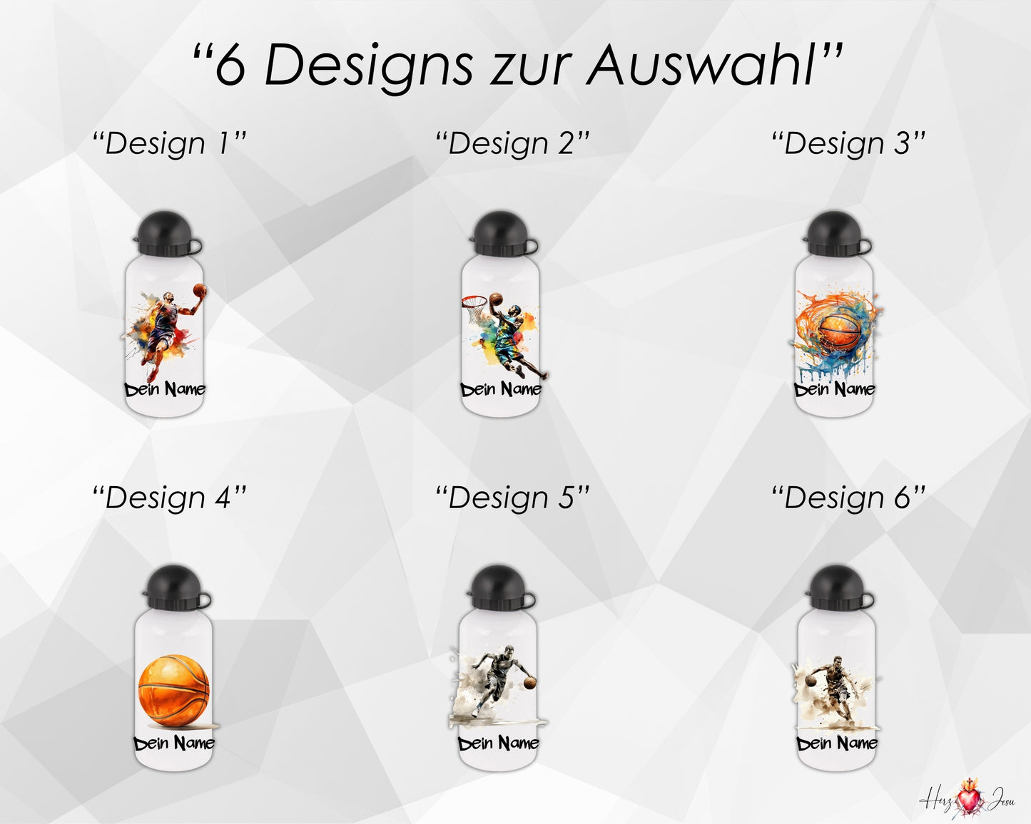 Personalisierte Trinkflasche mit Namen | Thermobecher Basketball Geburtstag