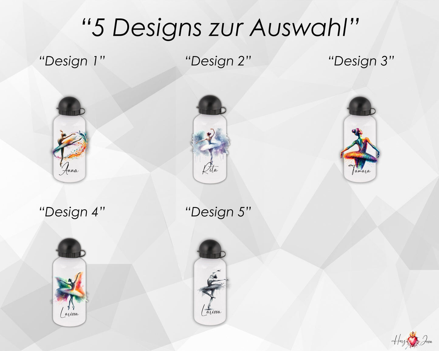 Personalisierte Trinkflasche mit Namen Thermobecher Geburtstag Ballerina_0032E