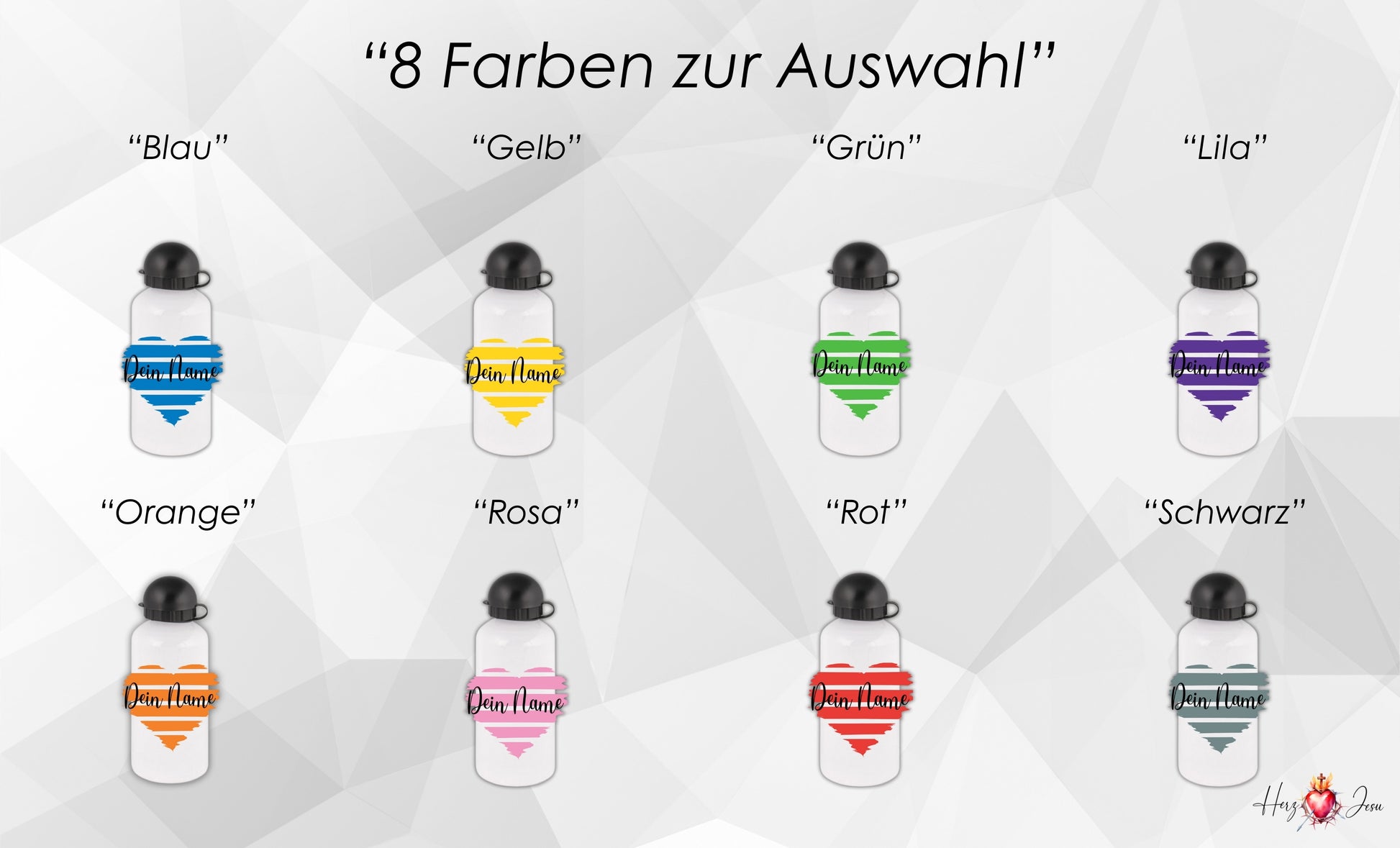 Trinkflasche mit Namen | Thermobecher Herz Geburtstag