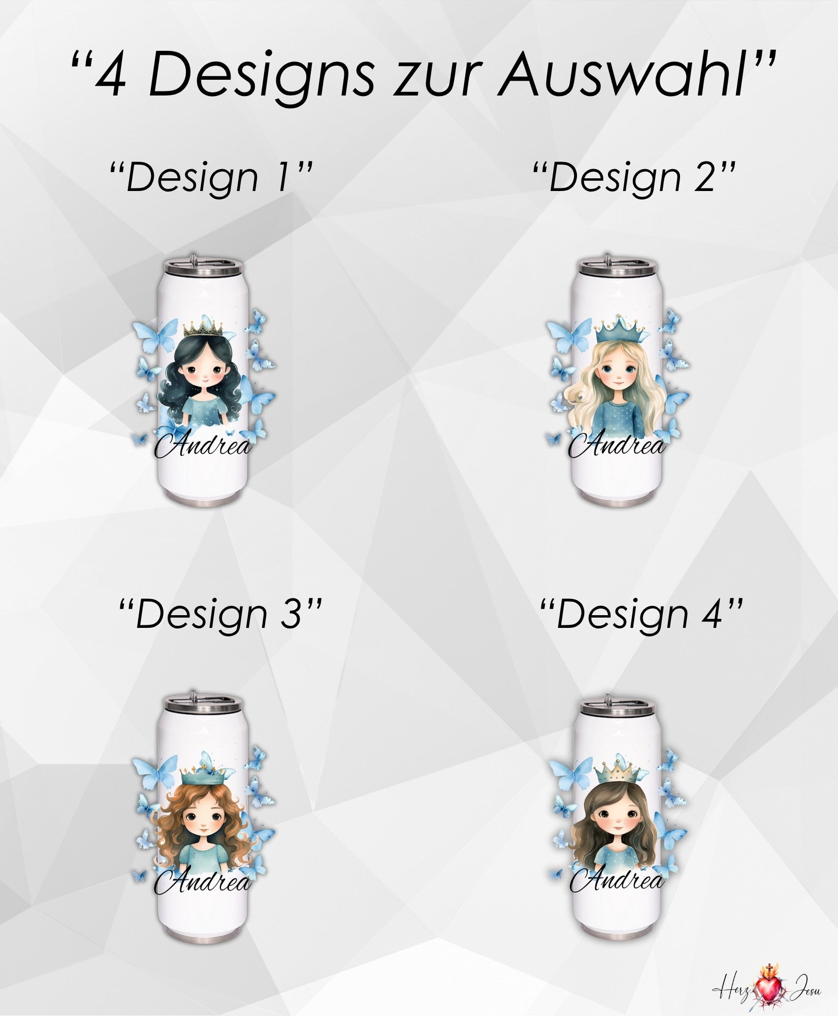 Personalisierte Trinkflasche mit Namen | Thermobecher Prinzessin Geburtstag